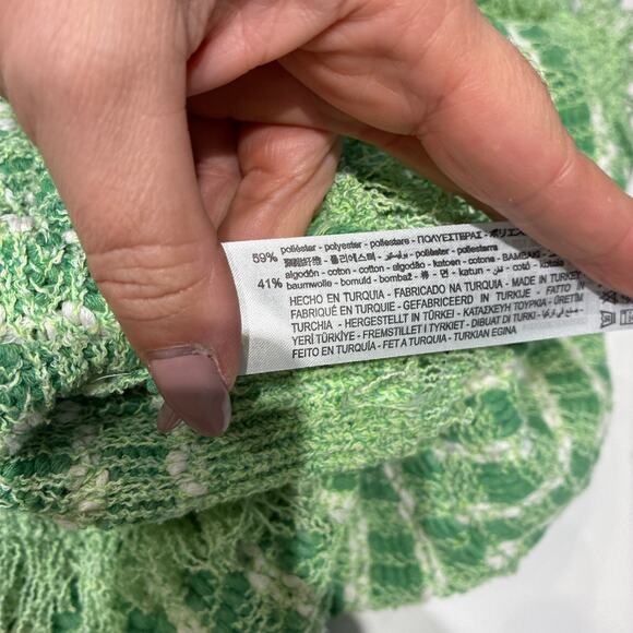 Zara Green Fringe Hem Cropped Sweater Small - Picture 5 of 8